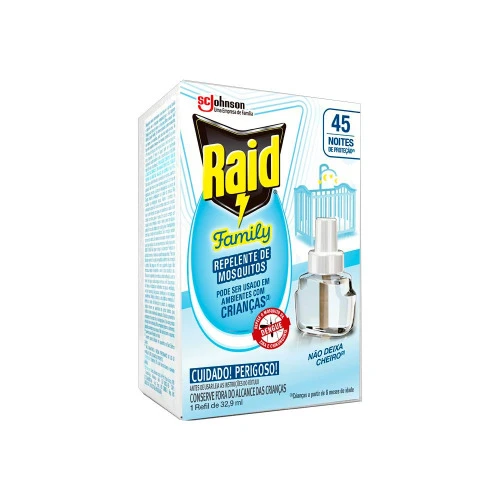 REPELENTE ELÉTRICO LÍQUIDO 45 NOITES RAID FAMILY CAIXA 32,9ML REFIL