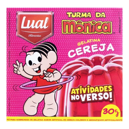 GELATINA EM PÓ CEREJA TURMA DA MÔNICA LUAL ALIMENTOS CAIXA 30G