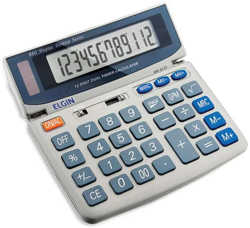 CALCULADORA ELGIN COM 12 DÍGITOS E VISOR COM INCLINAÇÃO GRADUAL MV 4121 ELGIN 42MV41210000 CINZA