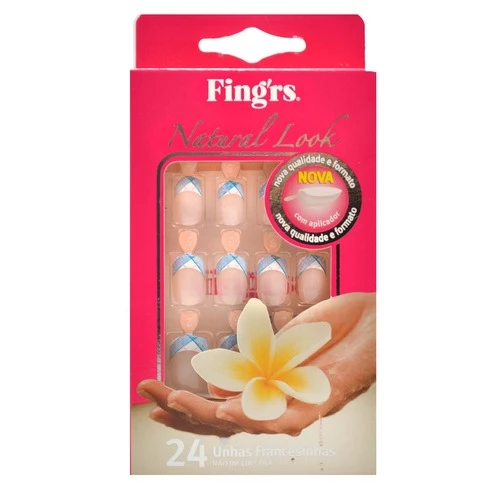 FINGRS UNHAS POSTIÇAS FRANCESINHA DECORADA COPACABANA 2230