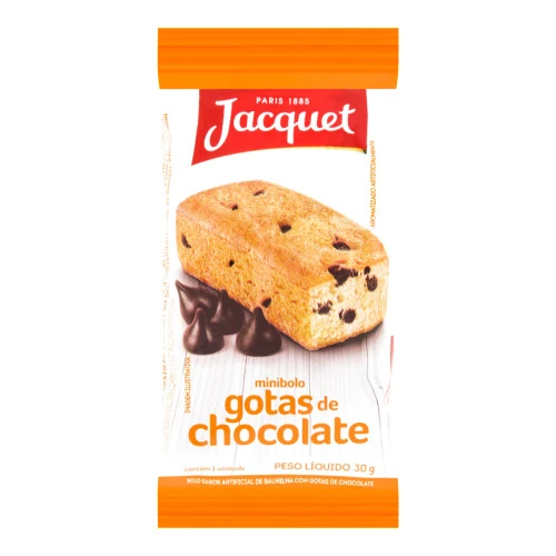 MINIBOLO BAUNILHA COM GOTAS DE CHOCOLATE JACQUET PACOTE 30G