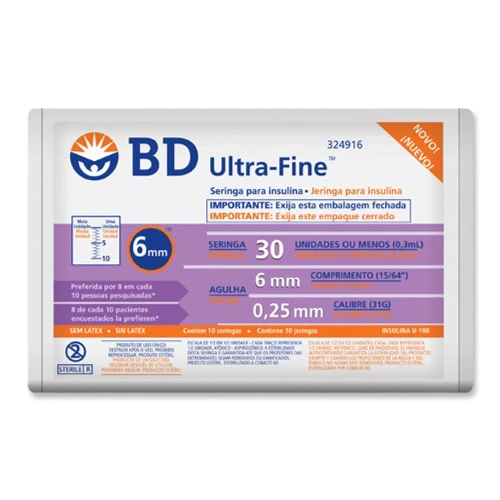 SERINGA INSULINA BD 0 3ML 6X025 10 UNIDADES