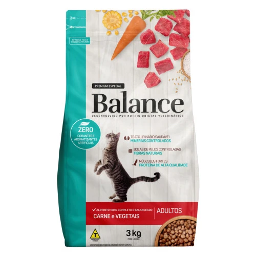 ALIMENTO PARA GATOS ADULTOS CARNE E VEGETAIS BALANCE PREMIUM ESPECIAL POUCH 3KG
