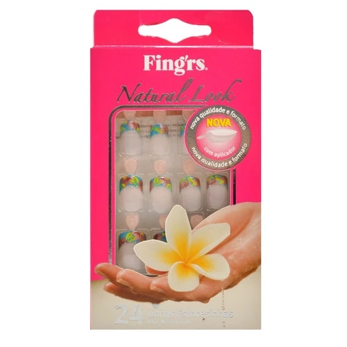 FINGRS UNHAS POSTIÇAS FRANCESINHA DECORADA IPANEMA 2229