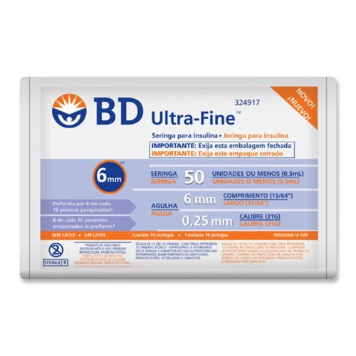SERINGA INSULINA BD U F 6X25 10 UNIDADES