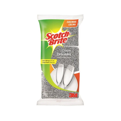 ESPONJA PRATEADA SCOTCH BRITE 3M COM 3 UNIDADES