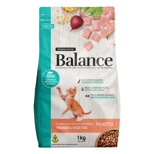 ALIMENTO PARA GATOS FILHOTES FRANGO E VEGETAIS BALANCE PREMIUM ESPECIAL POUCH 1KG