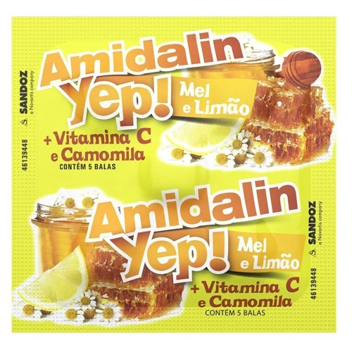 PASTILHA AMIDALIN MEL E LIMÃO SANDOZ 5 UNIDADES