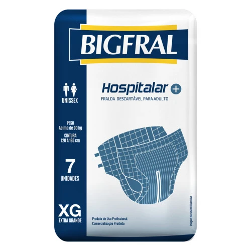 FRALDA DESCARTÁVEL ADULTO BIGFRAL HOSPITALAR XG PACOTE 7 UNIDADES