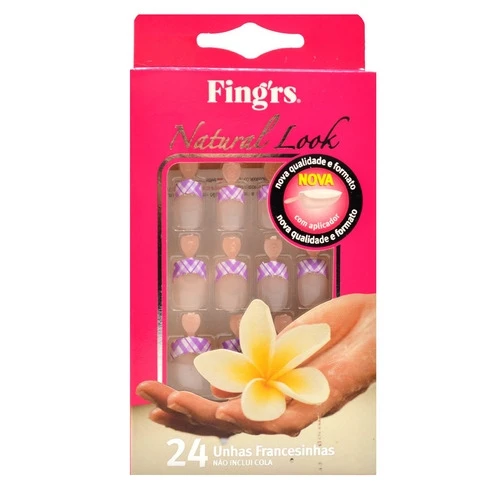 FINGRS UNHAS POSTIÇAS FRANCESINHA DECORADA LEME 2230