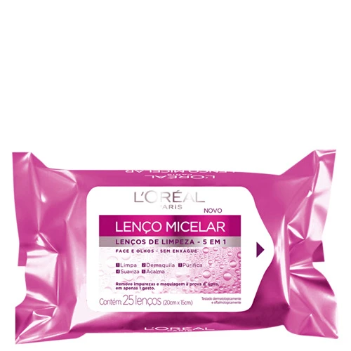 LENÃO DE LIMPEZA MICELAR LORL PARIS PACOTE 25 UNIDADES