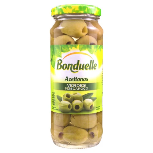 AZEITONA VERDE EM CONSERVA SEM CAROÇO BONDUELLE VIDRO 155G