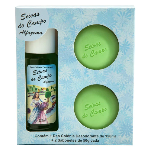 KIT SEIVAS DO CAMPO ALFAZEMA COLÔNIA DESODORANTE 120ML  2 SABONETES 50G
