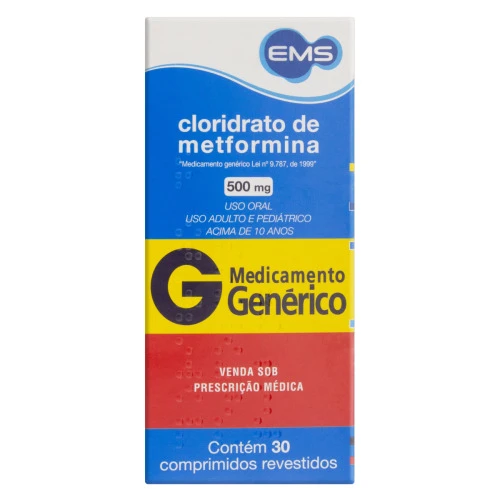 CLORIDRATO DE METFORMINA 500MG EMS CAIXA 30 COMPRIMIDOS REVESTIDOS