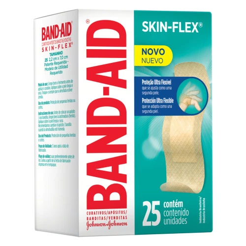 CURATIVO BAND AID SKIN FLEX 2 2CM X 7 0CM CAIXA 25 UNIDADES