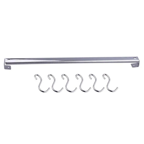 SUPORTE EM BARRA 40CM COM 6 GANCHOS AÇO INOX BRINOX TOP PRATIC
