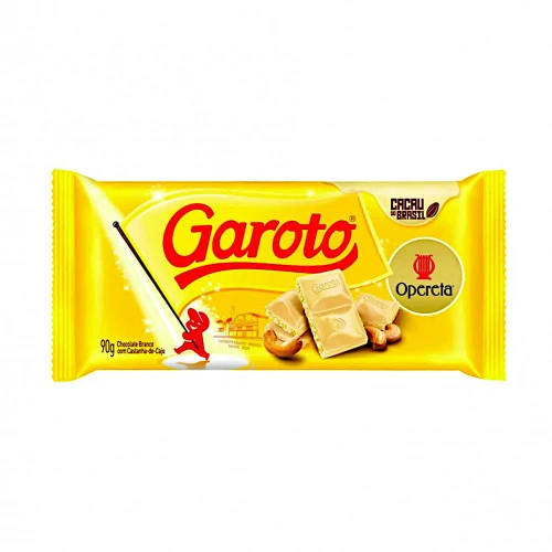 CHOCOLATE GAROTO 90G TAB BRANCO CASTANHA CAJU