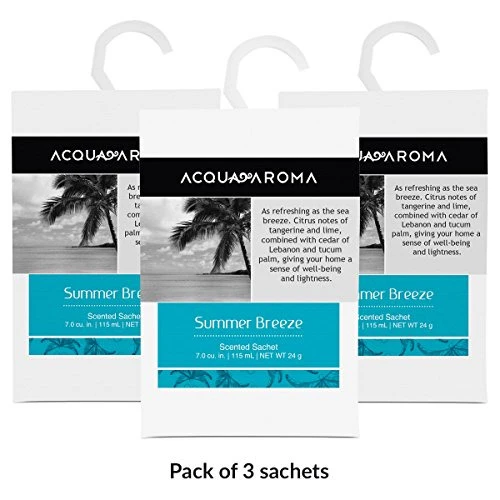 ACQUA AROMA EVERYDAY COLLECTION SUMMER BREEZE SCENTED SACHET 7 0 CU IN 115ML 24G PACK OF 3 SACHETS