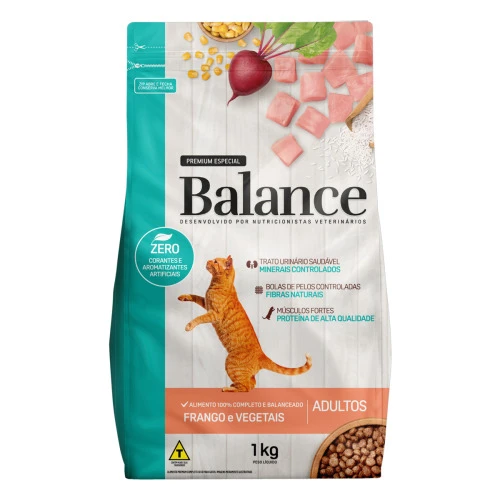 ALIMENTO PARA GATOS ADULTOS FRANGO E VEGETAIS BALANCE PREMIUM ESPECIAL POUCH 1KG