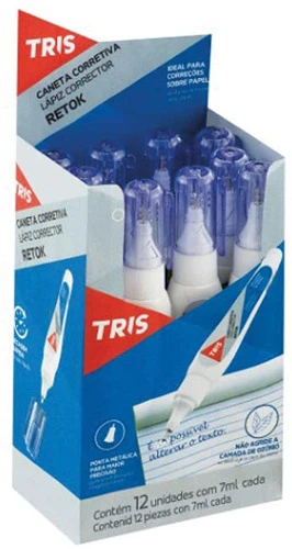 CANETA CORRETIVA TRIS RETOK 7ML METAL DISPLAY COM 12 SUMMIT MULTICOR