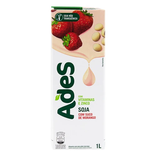BEBIDA BASE DE SOJA MORANGO ADES CAIXA 1L