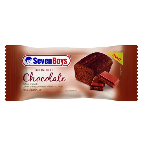 BOLINHO SEVEN BOYS SABOR CHOCOLATE PACOTE 35G