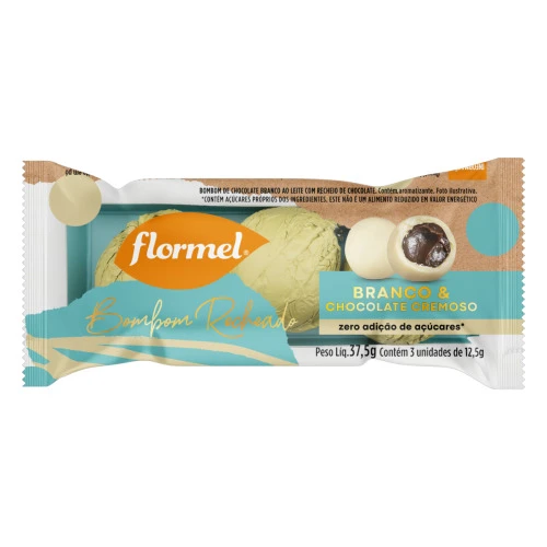 BOMBOM BRANCO CREMOSO FLORMEL PACOTE 37 5G 3 UNIDADES