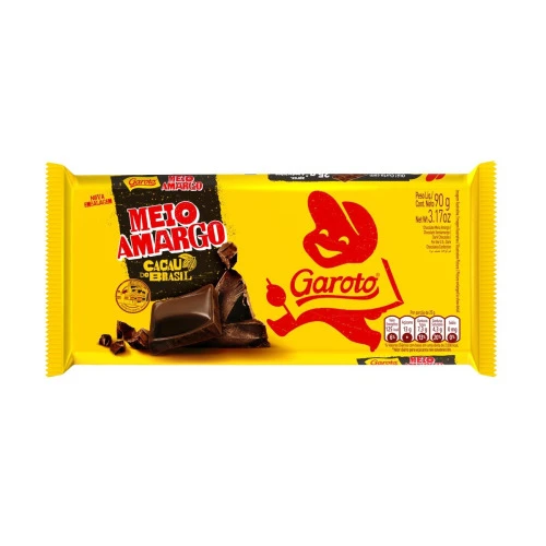 CHOCOLATE GAROTO MEIO AMARGO 90G