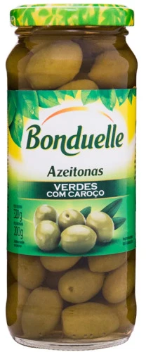 AZEITONA VERDE EM CONSERVA COM CAROÇO BONDUELLE VIDRO 200G
