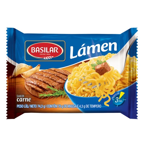 MACARRÃO INSTANTÂNEO BASILAR 74 3G CARNE