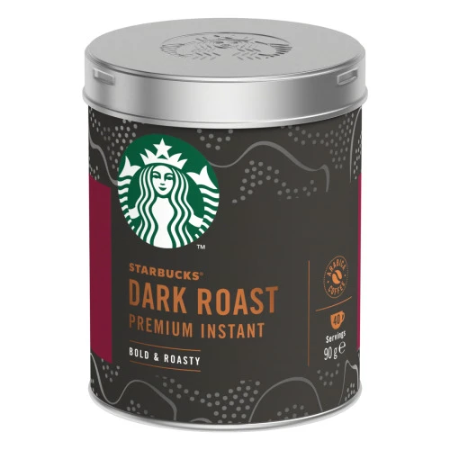 STARBUCKS ® DARK ROAST CAFÉ SOLÚVEL PREMIUM TORRA ESCURA 90G LATA