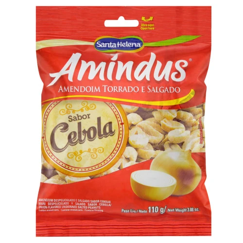 AMENDOIM TORRADO E SALGADO CEBOLA AMÍNDUS PACOTE 110G