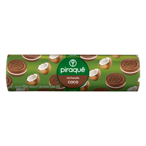 BISCOITO PIRAQUE RECHEADO COCO COM BAUNILHA 200G UN