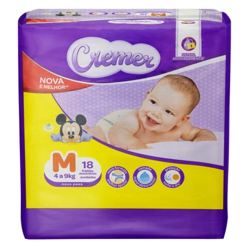 FRALDA CREMER DISNEY M 18 UNIDADES