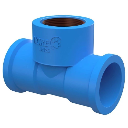 TÊ 90° SOLDÁVEL COM BUCHA DE LATÃO 3/4X25MM AZUL