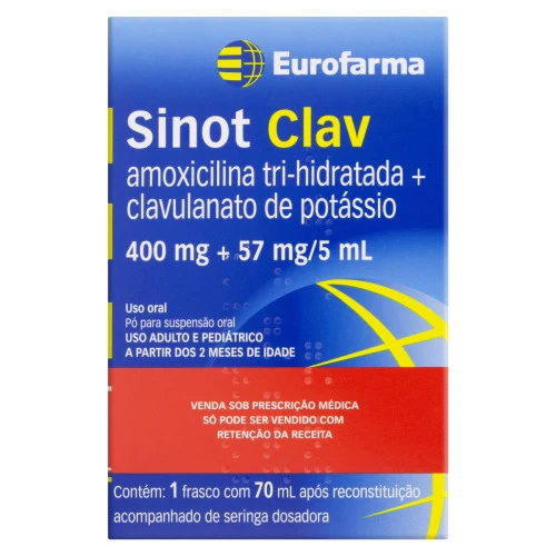 SINOT CLAV EUROFARMA CAIXA 70ML PÓ PARA SUSPENSÃO ORAL SERINGA DOSADORA