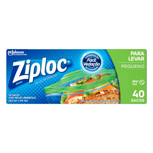 SACO HERMÁTICO ZIPLOC 16 5CM X 14 9CM CAIXA 40 UNIDADES