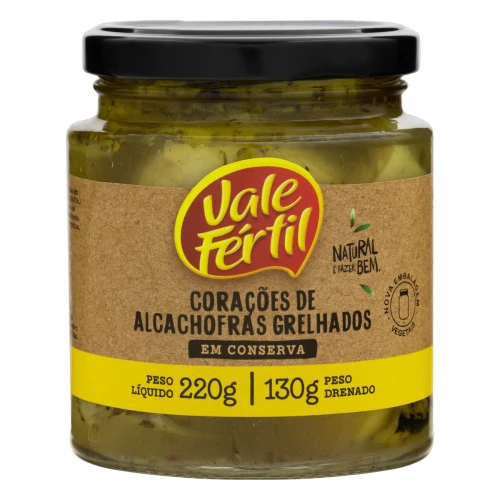 CORAÇÃO DE ALCACHOFRA EM CONSERVA GRELHADO VALE FÉRTIL VIDRO 130G