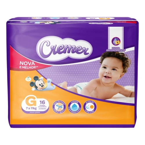 FRALDA CREMER DISNEY G JUMBINHO PACOTE DE 16