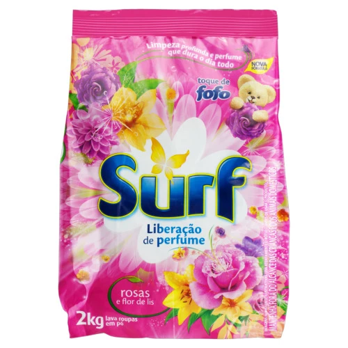 LAVA ROUPAS EM PÓ ROSAS E FLOR DE LIS SURF PACOTE 2KG