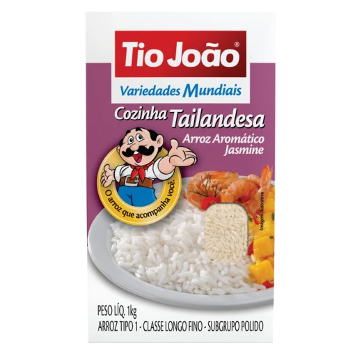 ARROZ AROMÁTICO JASMINE TIO JOÃO VARIEDADES MUNDIAIS COZINHA TAILANDESA 1KG