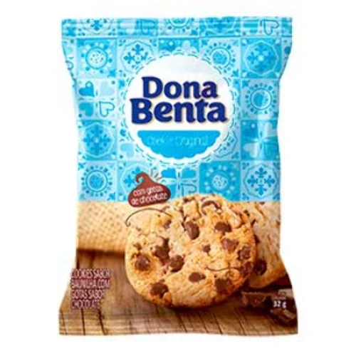 BISCOITO COOKIE CHOCOLATE COM GOTAS DE CHOCOLATE DONA BENTA PACOTE 32G