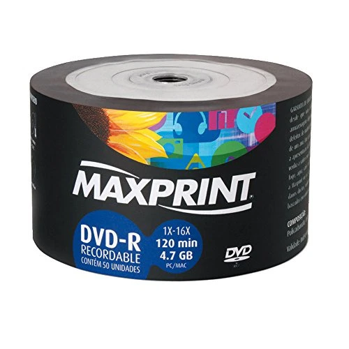 DVD R BULK MAXPRINT 4 7GB 120MIN 16X PINO COM 50