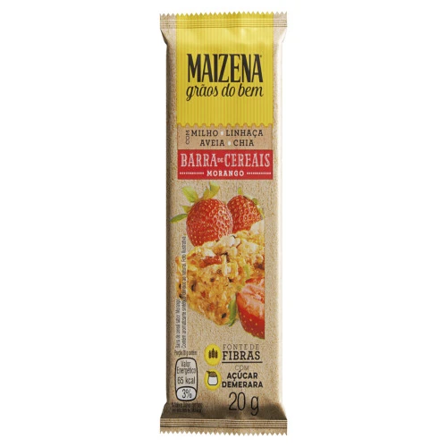 BARRA DE CEREAIS MORANGO MAIZENA GRÃOS DO BEM PACOTE 20G