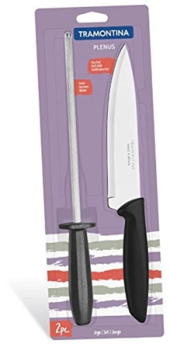 JG FACA CHAIRA TRAMONTINA INOX PLENUS 2PCS PRETA