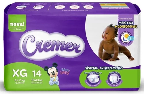 FRALDA DESCARTÁVEL INFANTIL CREMER MAGIC CARE XG PACOTE 14 UNIDADES