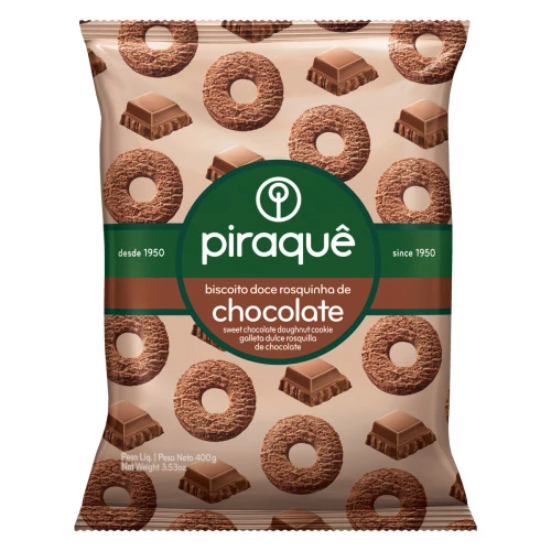 BISCOITO ROSQUINHA CHOCOLATE PIRAQUÊ PACOTE 400G