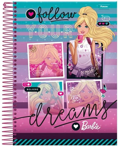 CADERNO 10X1 2016 BARBIE 200 FLS(CAPA DURA) FORONI