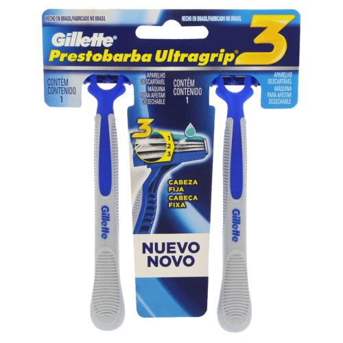 APARELHO DESCARTÁVEL PARA BARBEAR GILLETTE PRESTOBARBA ULTRAGRIP3 2 UNIDADES
