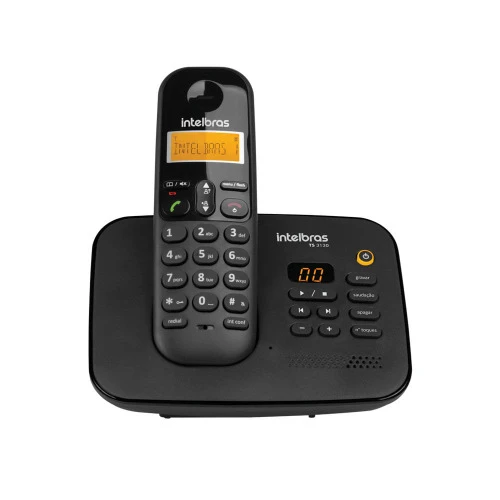 TELEFONE SEM FIO DIGITAL COM SECRETÁRIA ELETRÔNICA INTELBRAS TS 3130 PRETO
